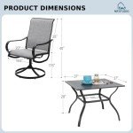 MFSTUDIO 4-Piece Outdoor Dining Set with Swivel Chairs