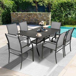 SUNCROWN 7-Piece Outdoor Dining Set with Chairs