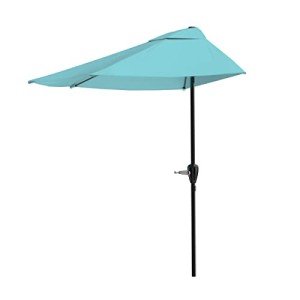 9 ft Half Patio Umbrella with Crank - Blue