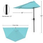 9 ft Half Patio Umbrella with Crank - Blue