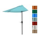 9 ft Half Patio Umbrella with Crank - Blue