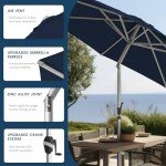 11 FT Navy Blue Aluminum Patio Umbrella with Tilt