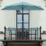 9 ft Half Patio Umbrella with Crank - Blue
