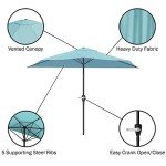 9 ft Half Patio Umbrella with Crank - Blue