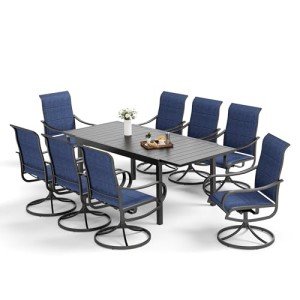 9-Piece Metal Outdoor Dining Set with Swivel Chairs