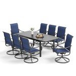 9-Piece Metal Outdoor Dining Set with Swivel Chairs
