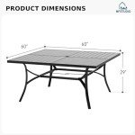 MFSTUDIO 60" Square Metal Outdoor Dining Table
