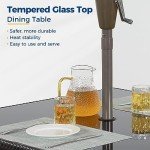 5-Piece Wicker Patio Dining Set with Glass Table