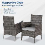 5-Piece Wicker Patio Dining Set with Glass Table