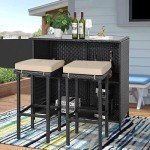 3-Piece Outdoor Bar Set with Stools and Table