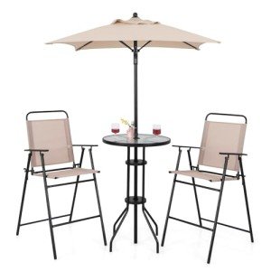 4-Piece Outdoor High Top Bar Set with Umbrella