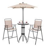 4-Piece Outdoor High Top Bar Set with Umbrella