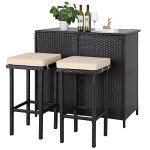 3-Piece Outdoor Bar Set with Stools and Table