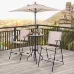 4-Piece Outdoor High Top Bar Set with Umbrella