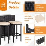 3-Piece Outdoor Bar Set with Stools and Table