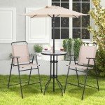 4-Piece Outdoor High Top Bar Set with Umbrella