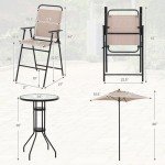 4-Piece Outdoor High Top Bar Set with Umbrella