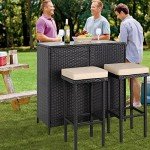 3-Piece Outdoor Bar Set with Stools and Table