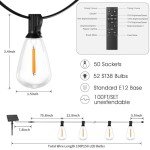 100ft Solar String Lights with Remote & 52 Bulbs