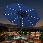 9 ft Lighted Solar Patio Umbrella with Tilt