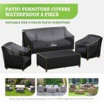 Waterproof 4-Piece Patio Furniture Cover Set