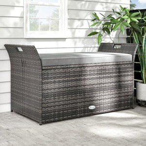 YITAHOME 90 Gallon Wicker Storage Bench with Cushion