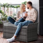 YITAHOME 90 Gallon Wicker Storage Bench with Cushion