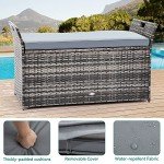 YITAHOME 90 Gallon Wicker Storage Bench with Cushion