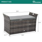 YITAHOME 90 Gallon Wicker Storage Bench with Cushion