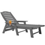 Adjustable Outdoor Chaise Lounge Chair with Cup Holder