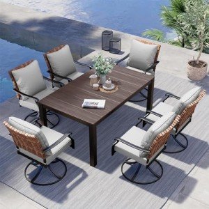 7-Piece Outdoor Dining Set with Swivel Chairs