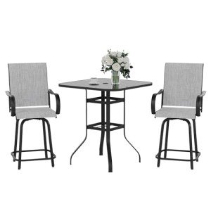 VONZOY 3-Piece Outdoor Bar Stool Set