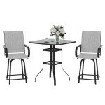 VONZOY 3-Piece Outdoor Bar Stool Set