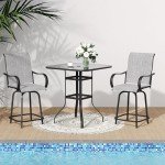 VONZOY 3-Piece Outdoor Bar Stool Set