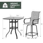 VONZOY 3-Piece Outdoor Bar Stool Set