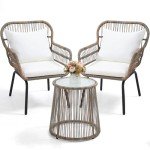 3-Piece Rattan Wicker Bistro Set for Outdoor Spaces