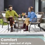 3-Piece Rattan Wicker Bistro Set for Outdoor Spaces