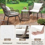 3-Piece Rattan Wicker Bistro Set for Outdoor Spaces
