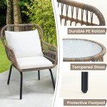 3-Piece Rattan Wicker Bistro Set for Outdoor Spaces