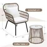 3-Piece Rattan Wicker Bistro Set for Outdoor Spaces
