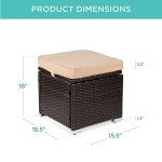 Set of 2 Wicker Ottomans for Outdoor Use