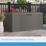 Stoney Wicker Outdoor Deck Box with Hinged Lid