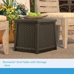 Suncast 13 Gallon Outdoor Storage End Table