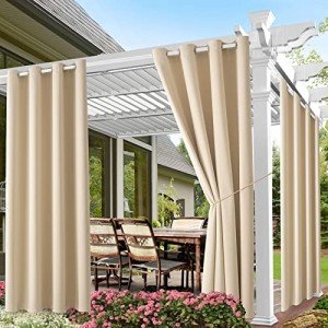 Beige Waterproof Outdoor Curtains – 2 Panels
