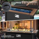 45" Propane Fire Pit Table with Glass Wind Guard