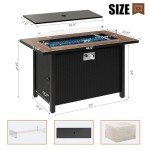 45" Propane Fire Pit Table with Glass Wind Guard