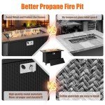 45" Propane Fire Pit Table with Glass Wind Guard