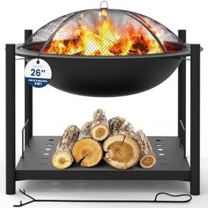 Outdoor Fire Pit with BBQ Grill and Storage