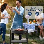 Outdoor Fire Pit with BBQ Grill and Storage