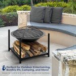 Outdoor Fire Pit with BBQ Grill and Storage